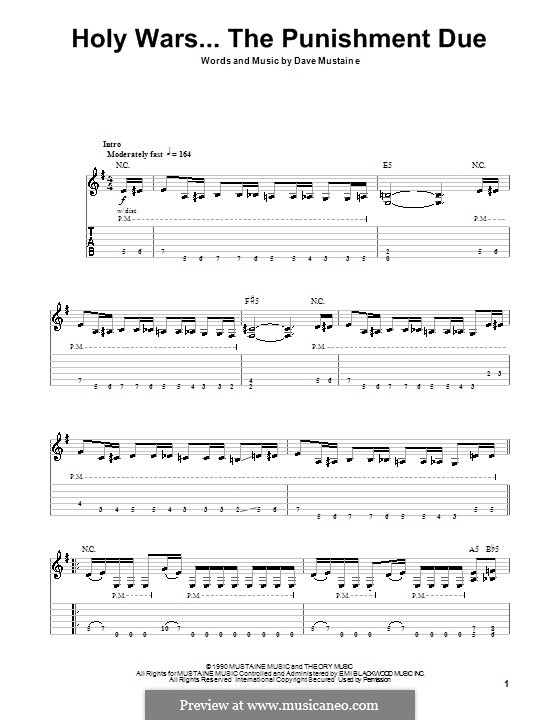 Holy Wars...The Punishment Due (Megadeth): Für Gitarre mit Tab by Dave Mustaine