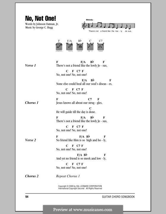 No, Not One: Text und Akkorde by George Crawford Hugg