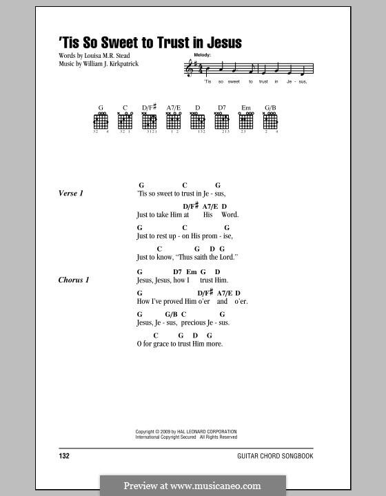 'Tis So Sweet to Trust in Jesus: Texte und Akkorde by William (James) Kirkpatrick
