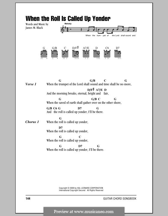 When the Roll is Called: Text und Akkorde by James Milton Black