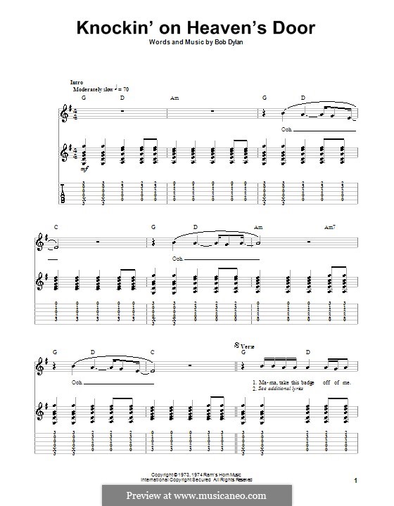 Knockin' on Heaven's Door: Für Gitarre mit Tabulatur by Bob Dylan