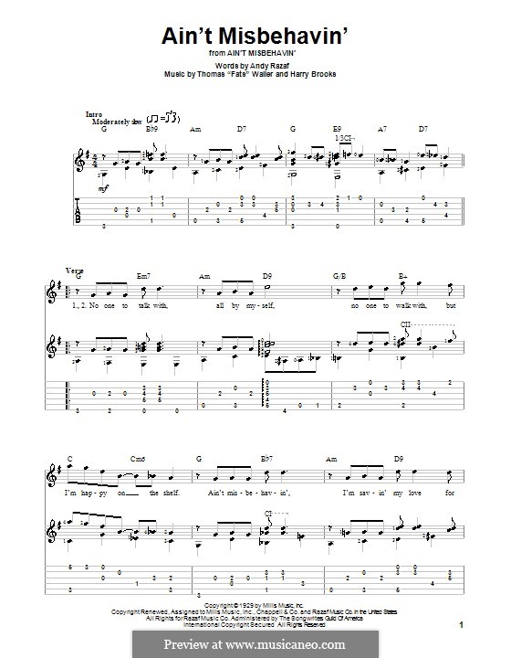 Ain't Misbehavin': Für Gitarre mit Tabulatur by Fats Waller, Harry Brooks