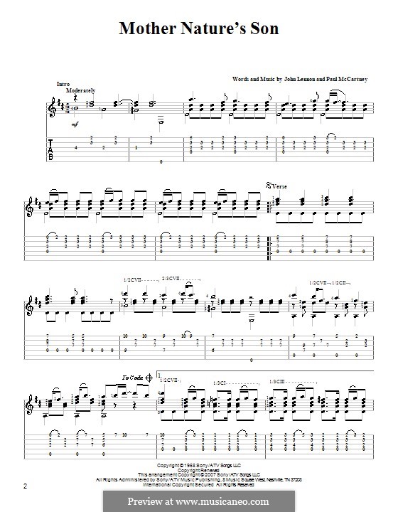 Mother Nature's Son (The Beatles): Für Gitarre by John Lennon, Paul McCartney