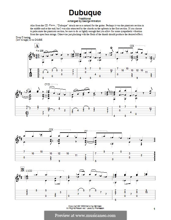Dubuque: Für Gitarre mit Tab by George Winston
