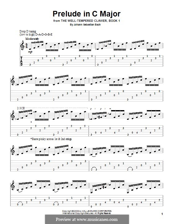 Präludium und Fuge Nr.1 in C-Dur, BWV 846: Präludium, für Gitarre by Johann Sebastian Bach