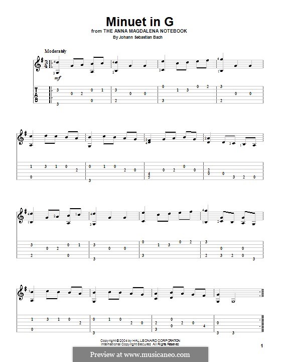 Nr.4 Menuett in G-Dur, BWV Anh.114: Für Gitarre by Johann Sebastian Bach