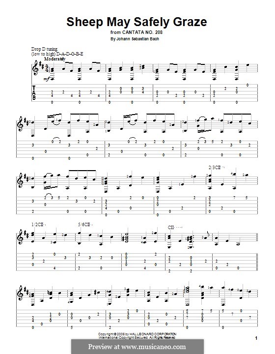 Sheep May Safely Graze (Printable Scores): Für Gitarre by Johann Sebastian Bach