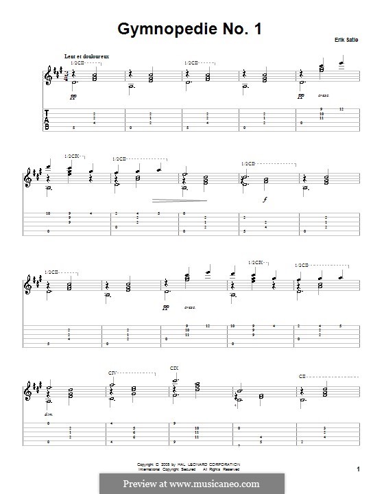 No.1: Für Gitarre by Erik Satie