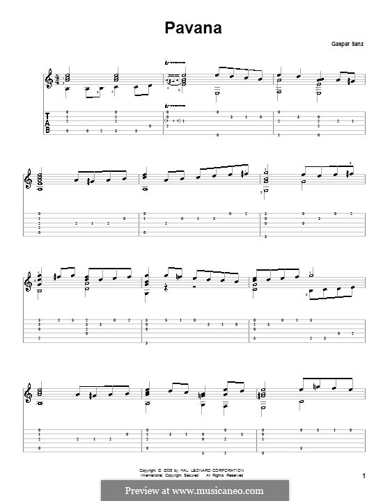 Pavane: For Gitarre (mit Tabulatur) by Gaspar Sanz