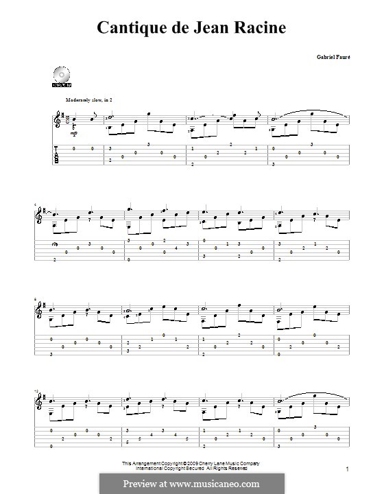Cantique de Jean Racine, Op.11: Für Gitarre by Gabriel Fauré