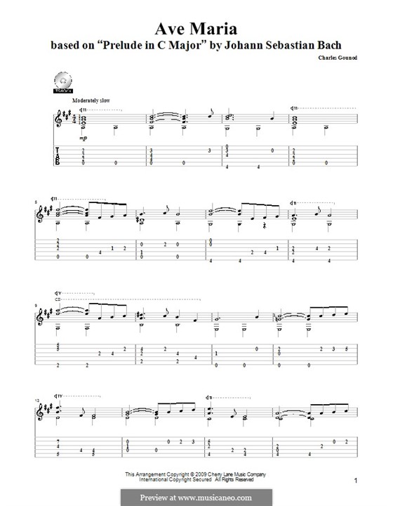 Ave Maria (Printable Sheet Music): Für Gitarre by Johann Sebastian Bach, Charles Gounod