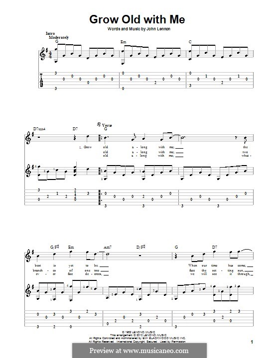 Grow Old With Me: Für Gitarre mit Tabulatur by John Lennon