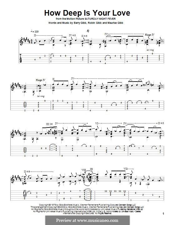 How Deep Is Your Love (The Bee Gees): Für Gitarre mit Tabulatur by Barry Gibb, Maurice Gibb, Robin Gibb