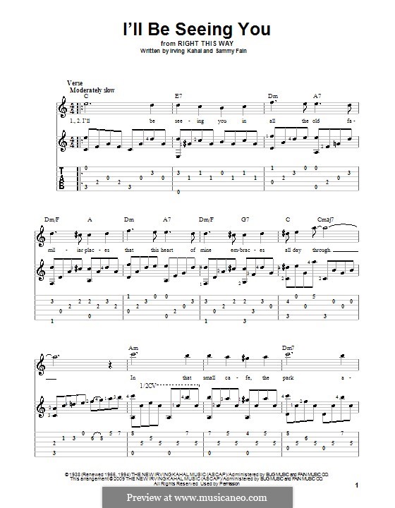 I'll Be Seeing You: Für Gitarre by Irving Kahal, Sammy Fain