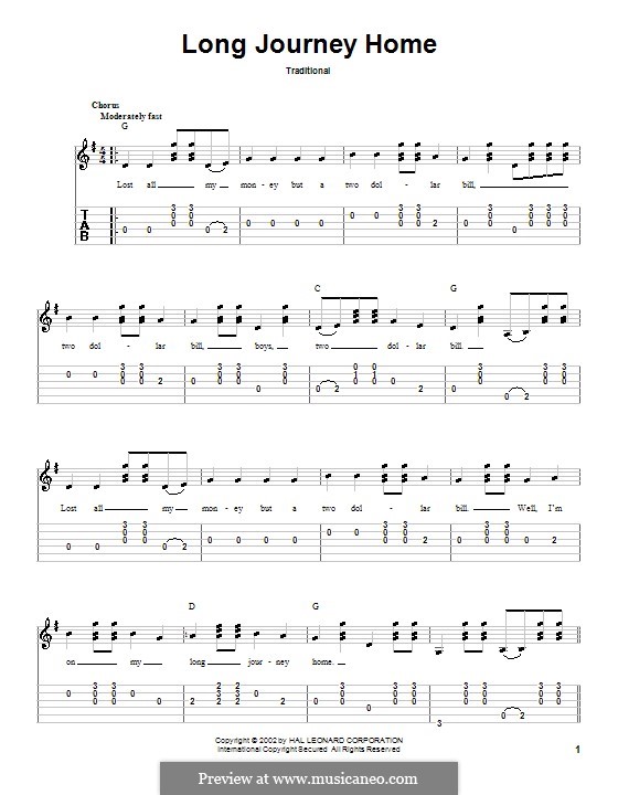 Long Journey Home: Für Gitarre mit Tabulatur by folklore
