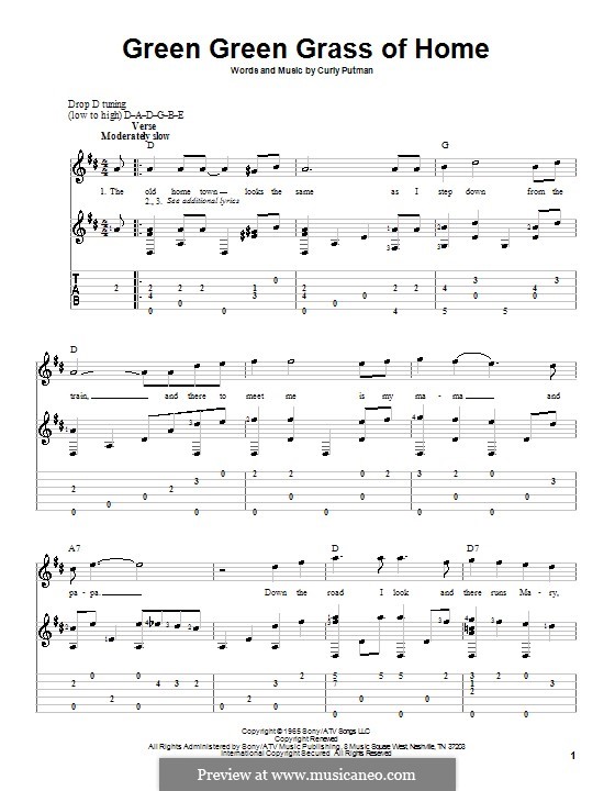 Green Green Grass of Home: Für Gitarre by Curly Putman
