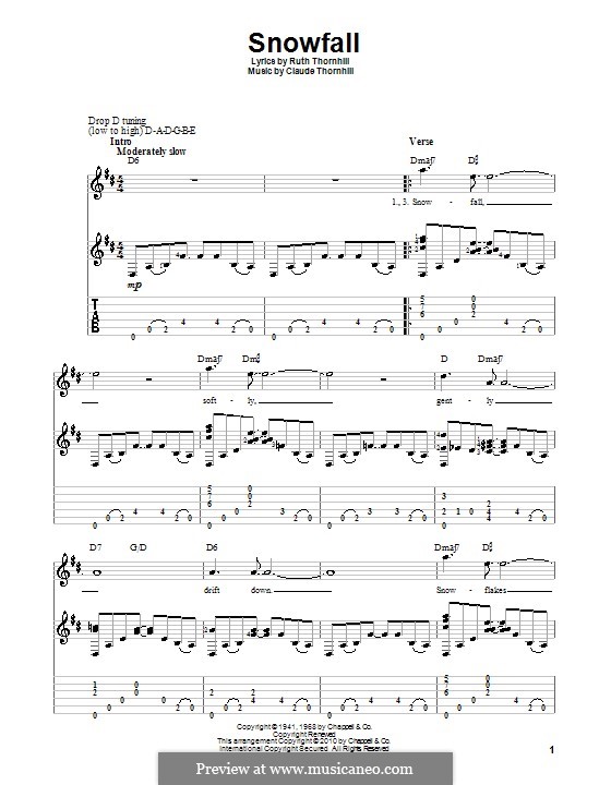 Snowfall (Tony Bennett): Für Gitarre mit Tabulatur by Claude Thornhill, Ruth Thornhill