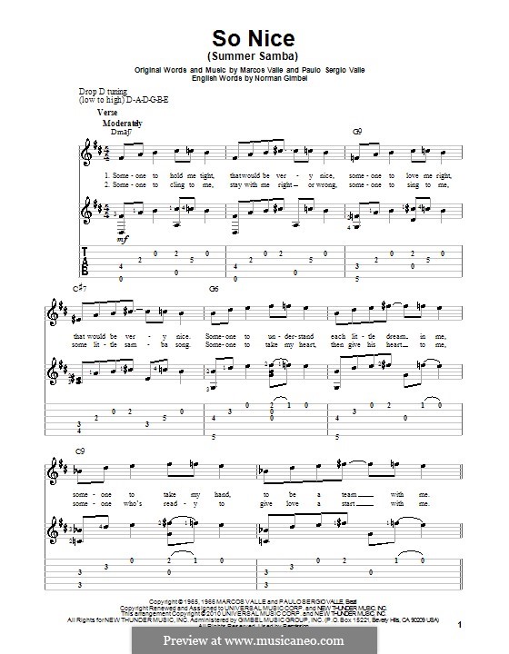 So Nice (Summer Samba): Für Gitarre mit Tabulatur by Marcos Valle, Paulo Sergio Valle