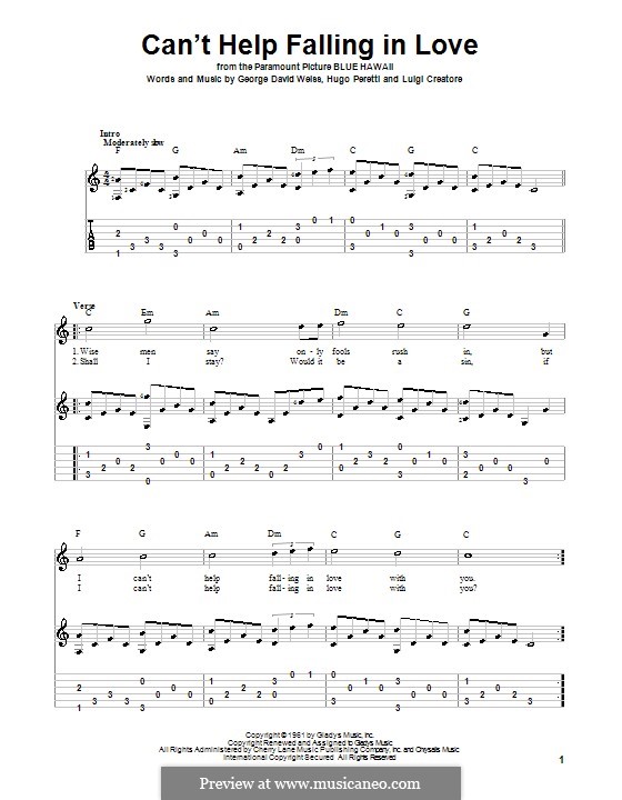 Guitar version: Für einen Interpreten by George David Weiss, Hugo Peretti, Luigi Creatore