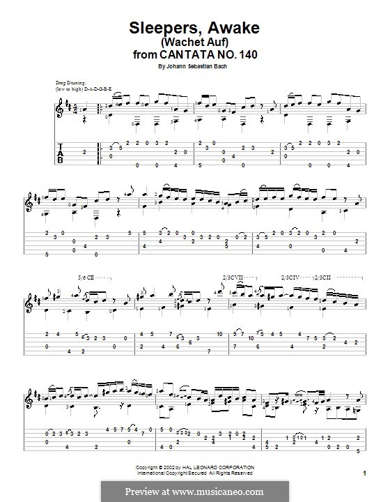 No.1 Wachet auf (Sleepers Awake): Für Gitarre mit Tabulatur by Johann Sebastian Bach