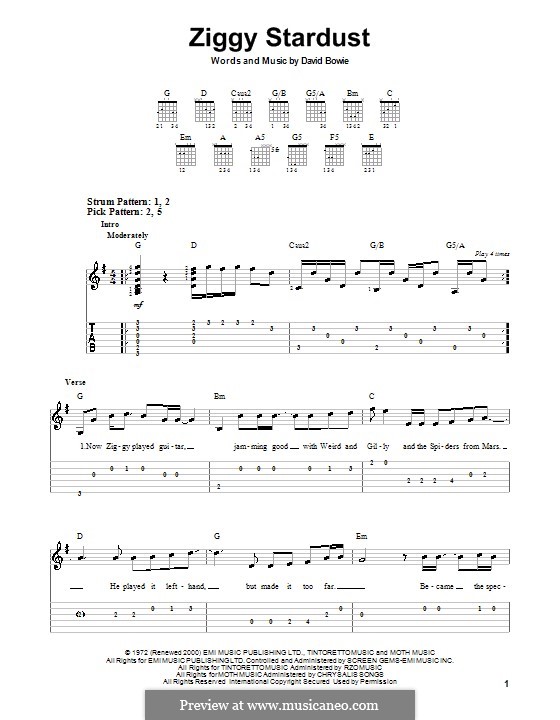 Ziggy Stardust: Für Gitarre (Sehr leichte Fassung) by David Bowie