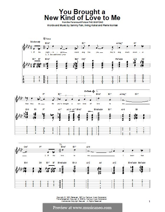 You Brought a New Kind of Love to Me (Frank Sinatra): Für Gitarre mit Tabulatur by Irving Kahal, Pierre Norman Connor, Sammy Fain