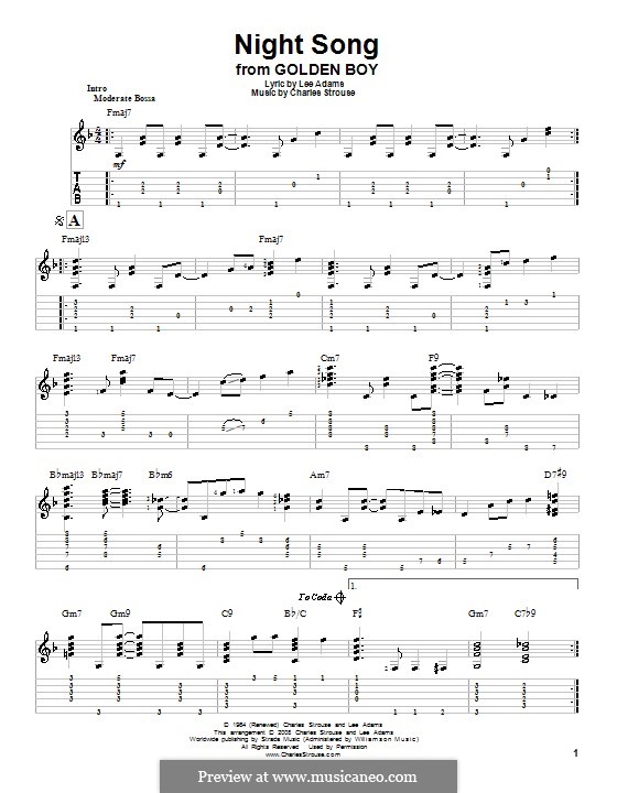 Night Song: Für Gitarre mit Tab by Charles Strouse