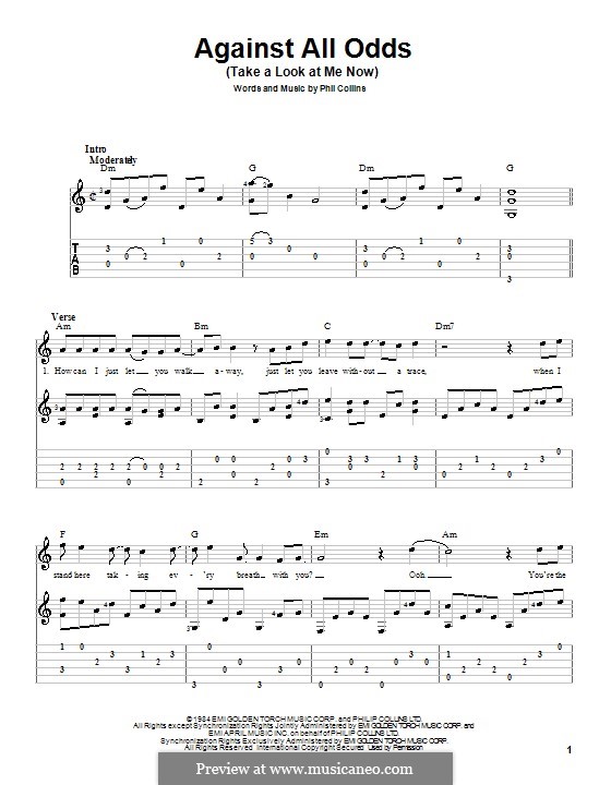 Against All Odds (Take a Look at Me Now): Für Gitarre mit Tabulatur by Phil Collins