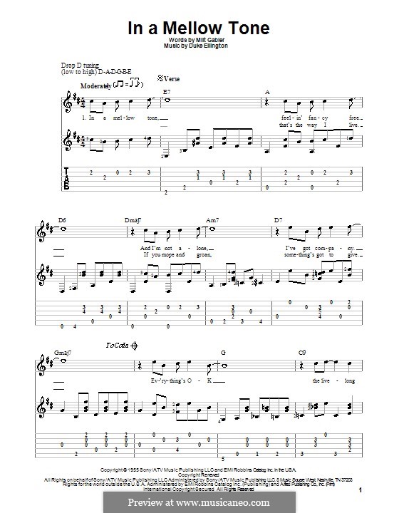 In a Mellow Tone: Für Gitarre mit Tabulatur by Duke Ellington