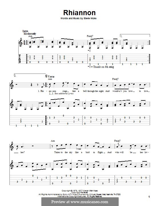 Rhiannon (Fleetwood Mac): Für Gitarre mit Tabulatur by Stevie Nicks