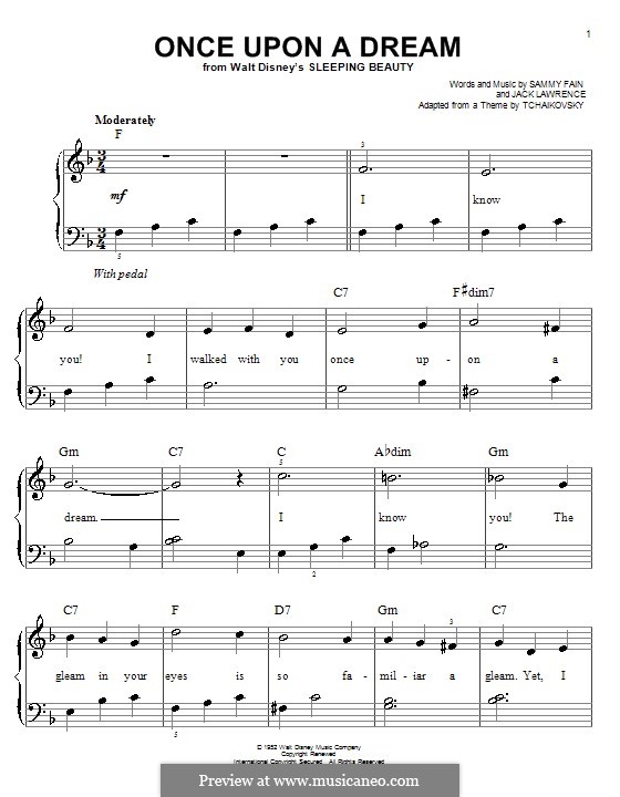 Once Upon A Dream (from Sleeping Beauty): Für Klavier, leicht by Jack Lawrence, Sammy Fain