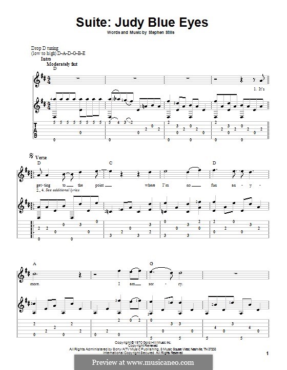 Judy Blue Eyes (Suite): Für Gitarre mit Tab by Stephen Stills