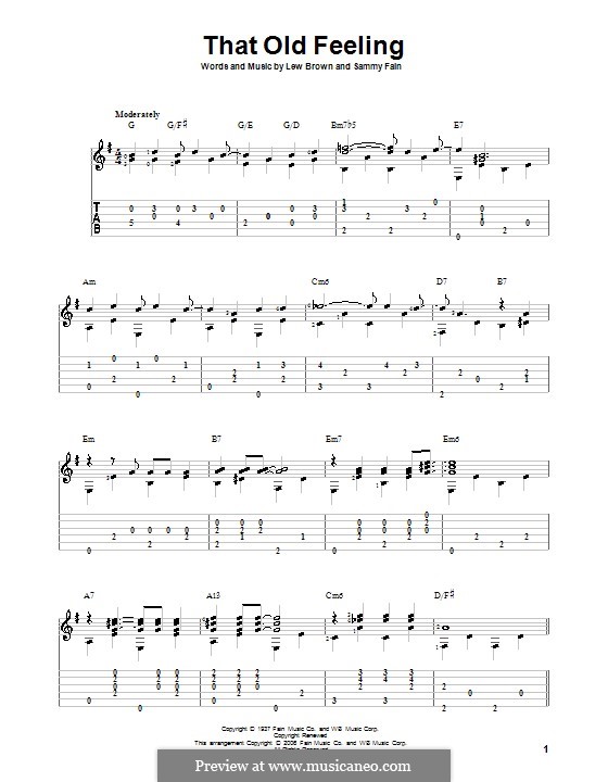 That Old Feeling: Für Gitarre mit Tabulatur by Lew Brown, Sammy Fain