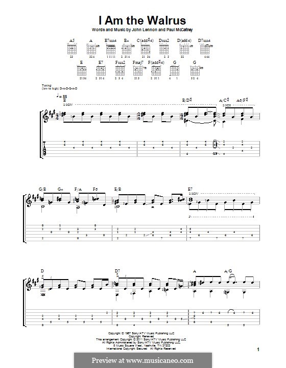I am the Walrus (The Beatles): Für Gitarre by John Lennon, Paul McCartney