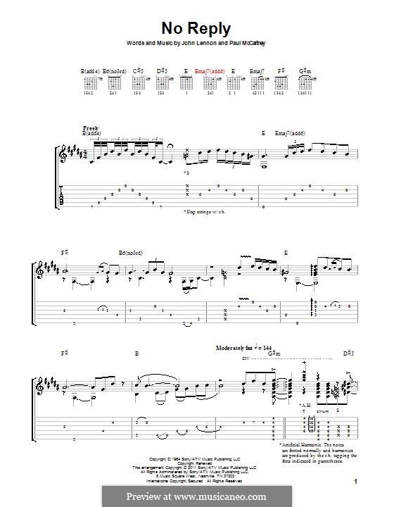 No Reply (The Beatles): Für Gitarre mit Tabulatur by John Lennon, Paul McCartney