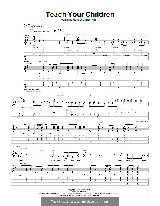 Teach Your Children (Crosby, Stills & Nash): Für Gitarre mit Tab by Graham Nash