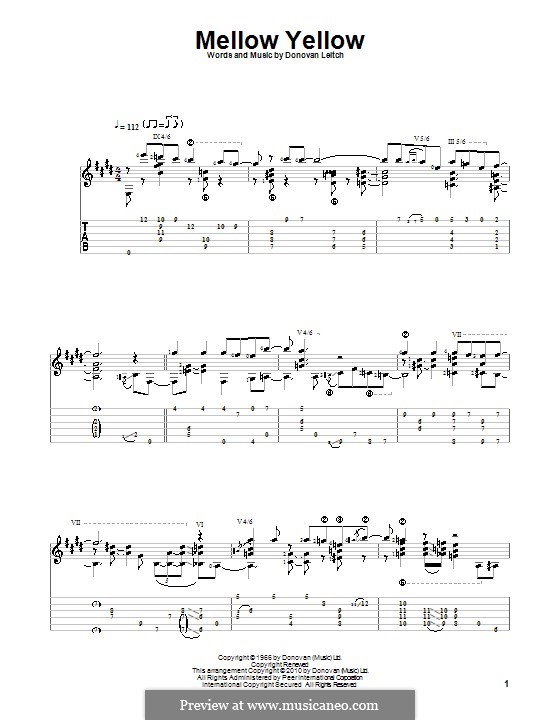 Mellow Yellow: Für Gitarre mit Tabulatur by Donovan Leitch