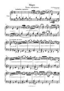 No.3 March (Song of the Lark): Für Klavier (Noten von hohem Qualität) by Pjotr Tschaikowski