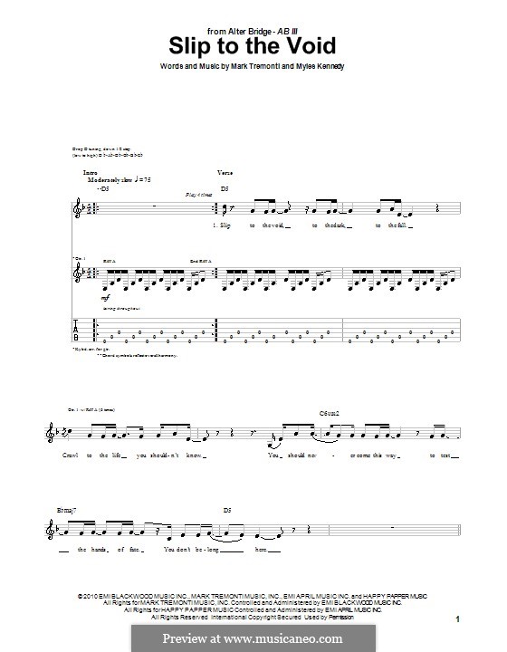 Slip to the Void (Alter Bridge): Für Gitarre mit Tabulatur by Mark Tremonti, Myles Kennedy