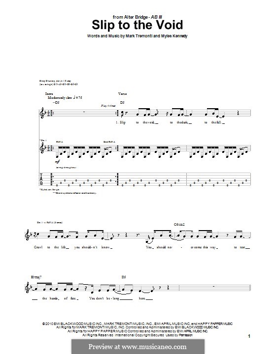 Slip to the Void (Alter Bridge): Für Gitarre mit Tabulatur by Mark Tremonti, Myles Kennedy