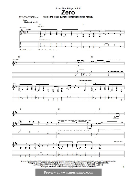 Zero (Alter Bridge): Für Gitarre mit Tabulatur by Mark Tremonti, Myles Kennedy