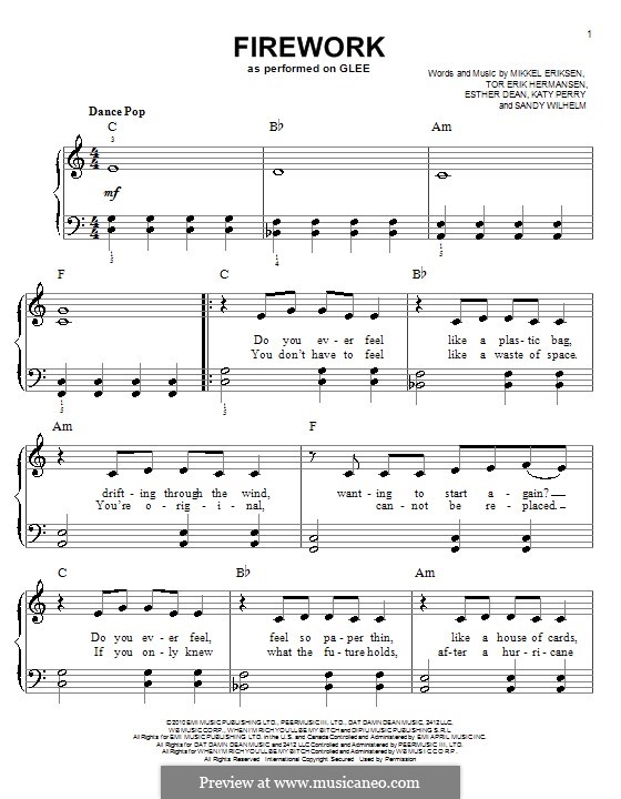 Instrumental version: Für Klavier, leicht (Glee Cast) by Esther Dean, Katy Perry, Mikkel Storleer Eriksen, Sandy Wilhelm, Tor Erik Hermansen