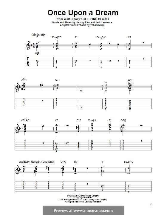 Once Upon A Dream (from Sleeping Beauty): Für Gitarre mit Tabulatur by Jack Lawrence, Sammy Fain