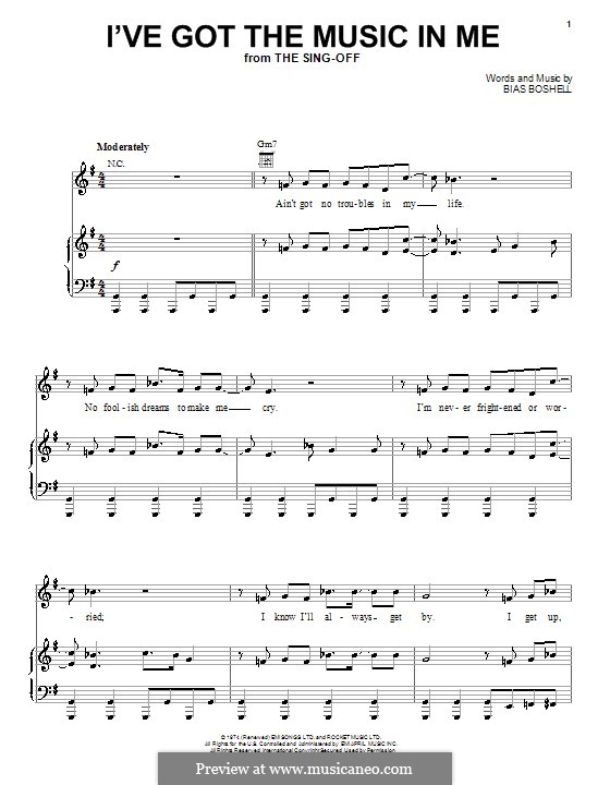I've Got the Music in Me (Kiki Dee): Für Stimme mit Klavier oder Gitarre by Bias Boshell