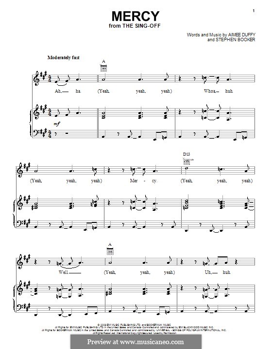 Mercy (Duffy): Für Stimme und Klavier (oder Gitarre) by Aimee Duffy, Steve Booker