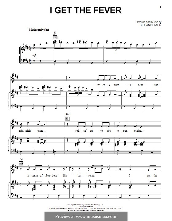 I Get the Fever: Für Stimme und Klavier (oder Gitarre) by Bill Anderson