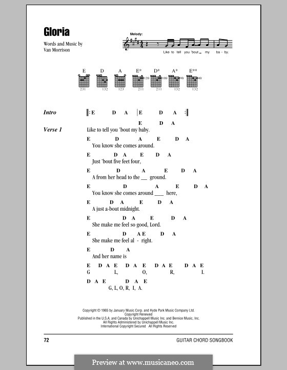 Gloria: Text und Akkorde by Van Morrison