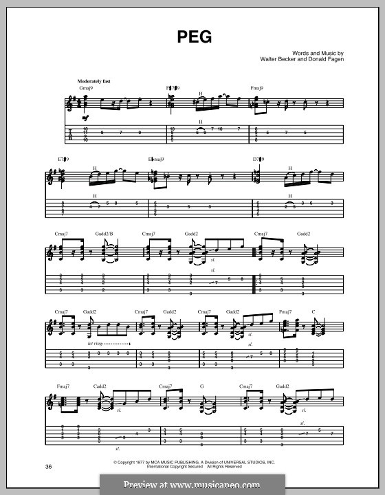 Peg (Steely Dan): Für Gitarre mit Tabulatur by Donald Fagen, Walter Becker
