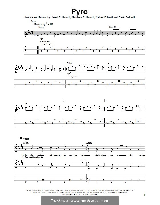 Pyro (Kings of Leon): Für Gitarre mit Tabulatur by Anthony Caleb Followill, Jared Followill, Matthew Followill, Nathan Followill