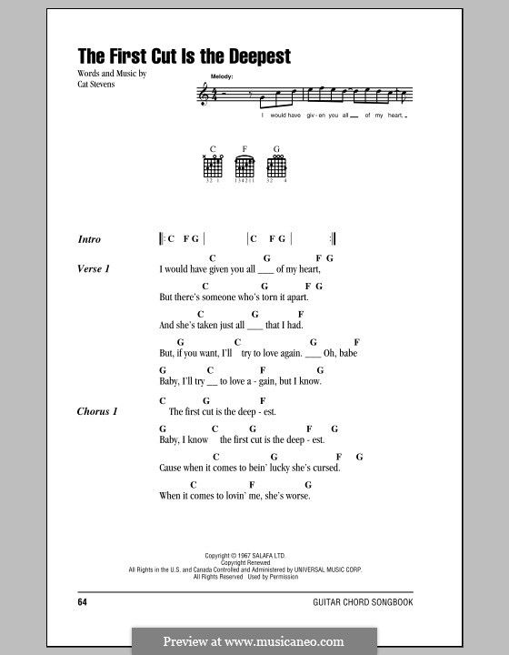 The First Cut Is the Deepest: Text und Akkorde by Cat Stevens
